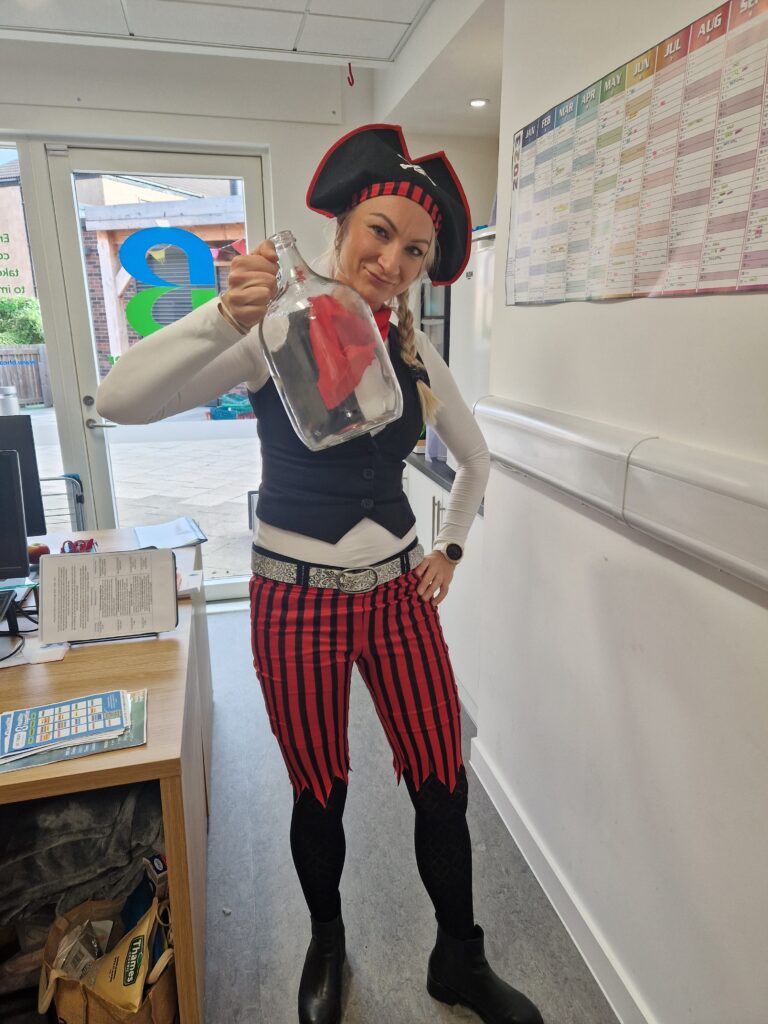 Alicja from B Healthy Together dressed as a pirate for our Pirate Brunch Community Meal!